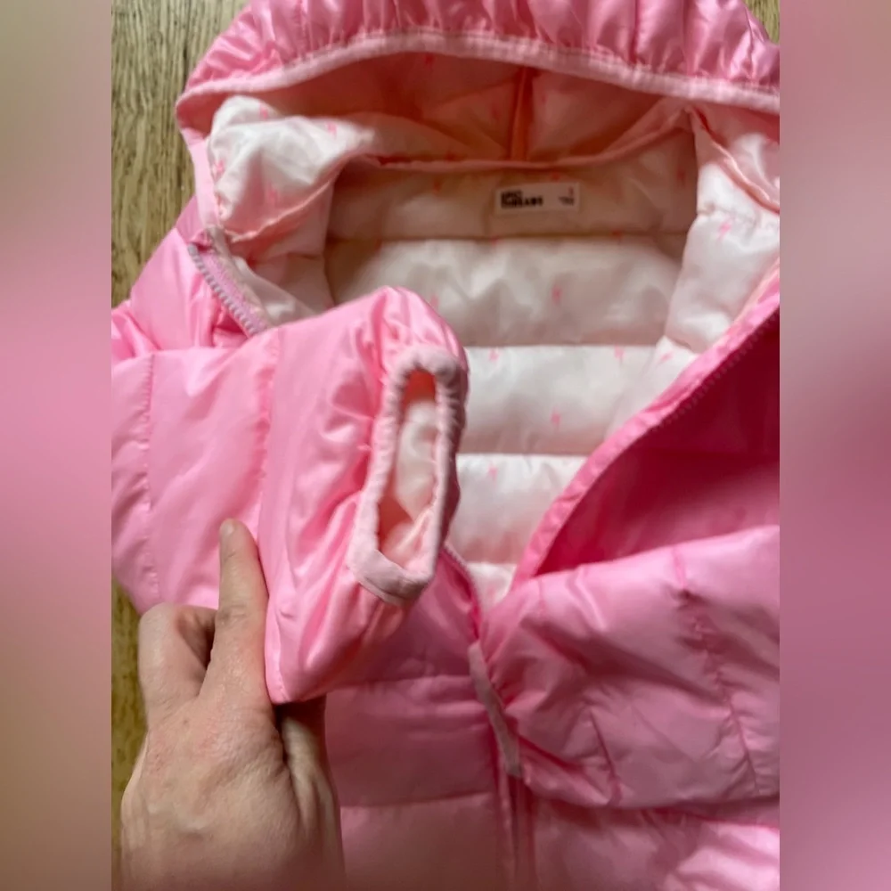 Pink hooded puffer coat epic threads